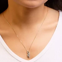 10K Yellow Gold Plated Silver 1/20 cttw Round Cut Diamond Swirl Pendant Necklace