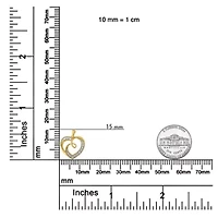 14K Yellow Gold Plated Silver Diamond Accent Ribbon & Heart 18" Pendant Necklace