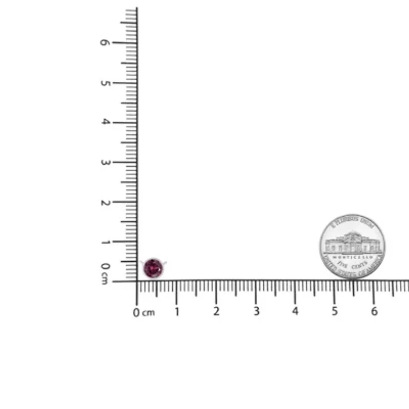 Silver Bezel Set 3.5mm Created Amethyst Gemstone Solitaire 18" Pendant Necklace