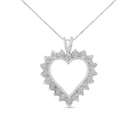 .925 Sterling Silver 1/4 Cttw Miracle Set Diamond Open Heart 18" Pendant Necklace