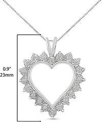 .925 Sterling Silver 1/4 Cttw Miracle Set Diamond Open Heart 18" Pendant Necklace