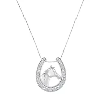 .925 Sterling Silver 1/4 cttw Diamond U Shape Pendant Necklace
