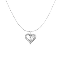 .925 Sterling Silver 1/4 cttw Diamond Engraved "Mom" in Heart Pendant Necklace