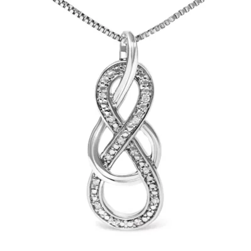 925 Sterling Silver Diamond Accent Interlocking Infinity Pendant Necklace
