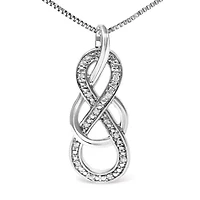 925 Sterling Silver Diamond Accent Interlocking Infinity Pendant Necklace