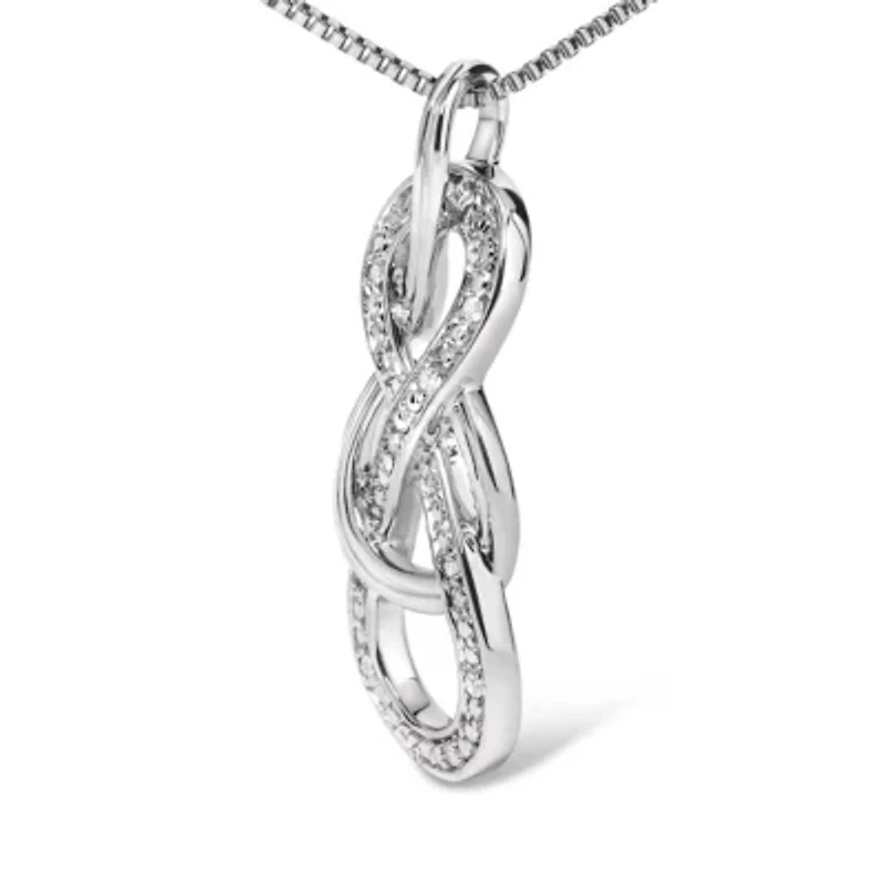925 Sterling Silver Diamond Accent Interlocking Infinity Pendant Necklace