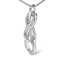 925 Sterling Silver Diamond Accent Interlocking Infinity Pendant Necklace