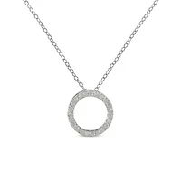 Silver 1/ Cttw Round-cut Diamond Open Circle Halo 18" Pendant Necklace