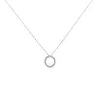 Silver 1/ Cttw Round-cut Diamond Open Circle Halo 18" Pendant Necklace