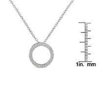 Silver 1/ Cttw Round-cut Diamond Open Circle Halo 18" Pendant Necklace