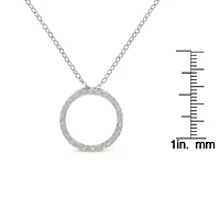 Silver 1/3 Cttw Round-Cut Diamond Open Circle Halo 18" Pendant Necklace