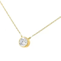 14K Yellow Gold Plated Silver 1/2 Cttw Round-Cut Diamond Bezel 18" Pendant Necklace