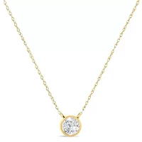 14K Yellow Gold Plated Silver 1/2 Cttw Round-Cut Diamond Bezel 18" Pendant Necklace