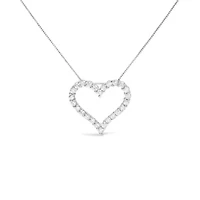 .925 Sterling Silver 2.0 Cttw Diamond Open Heart 18" Pendant Necklace