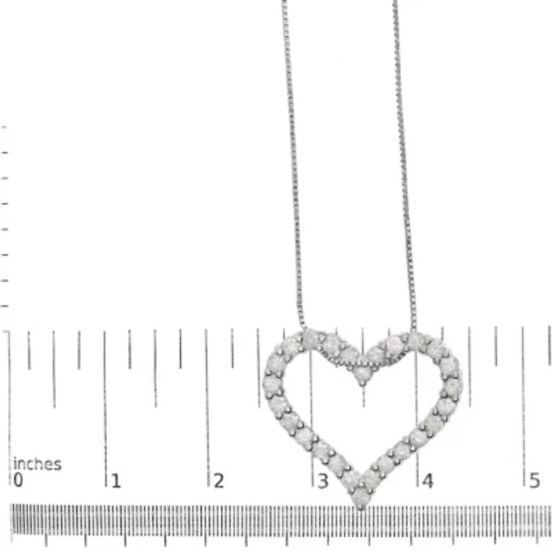 .925 Sterling Silver 2.0 Cttw Diamond Open Heart 18" Pendant Necklace