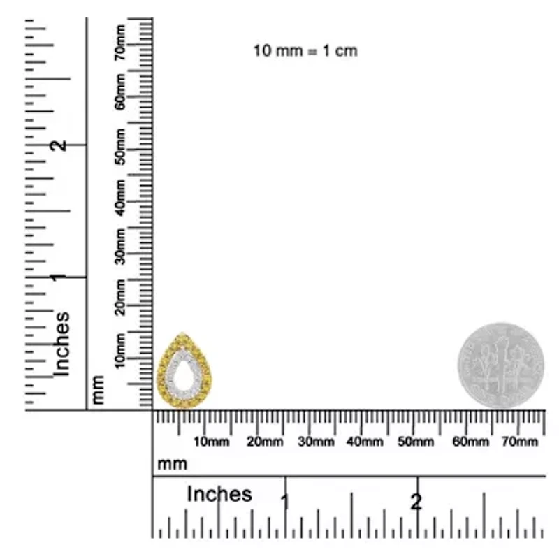 Yellow Gold Plated Silver Treated Yellow Diamond Pear Shape Pendant Necklace