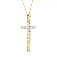 10K Yellow Gold Plated Silver 4.0 Cttw Diamond Cross Pendant Necklace - 18"