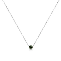 Silver 1/5 Cttw Treated Green Diamond Solitaire Bezel 18" Pendant Necklace