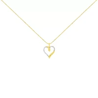 10K Yellow Gold Plated Silver 1/10 cttw Diamond Open Heart 18" Pendent Necklace