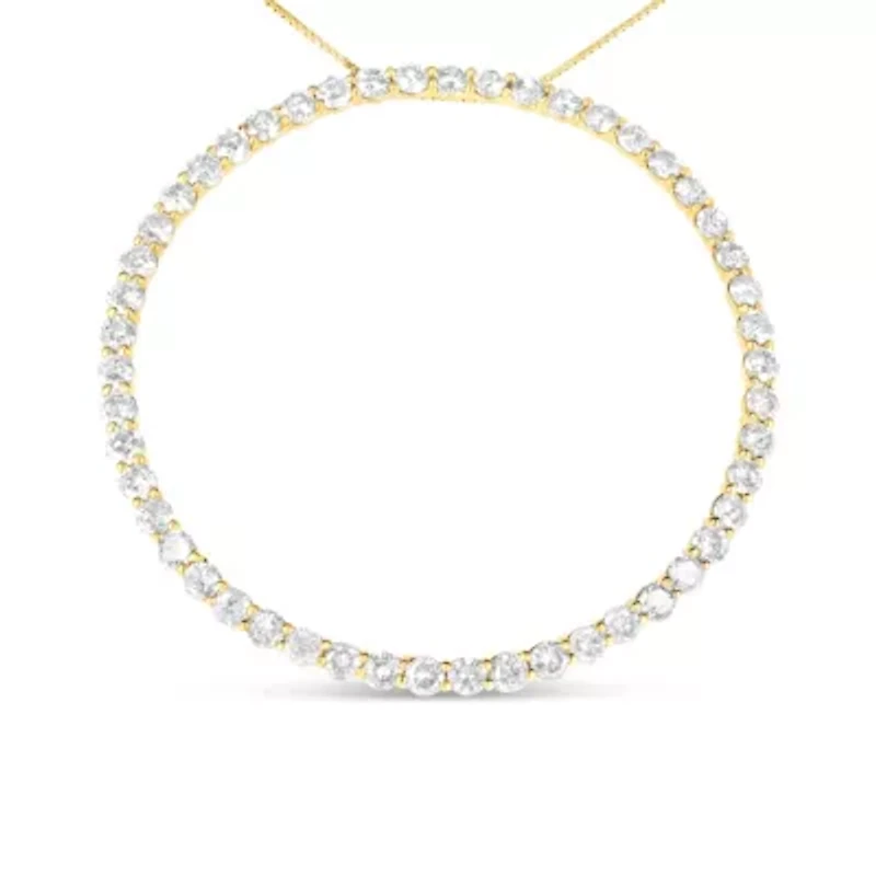 10K Yellow Gold Plated Silver 4 Cttw Diamond Circle Hoop 18" Pendant Necklace
