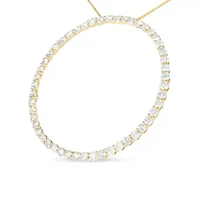 10K Yellow Gold Plated Silver 4 Cttw Diamond Circle Hoop 18" Pendant Necklace