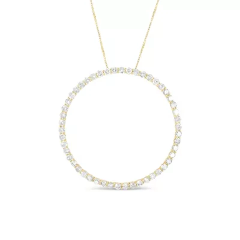 10K Yellow Gold Plated Silver 4 Cttw Diamond Circle Hoop 18" Pendant Necklace