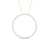 10K Yellow Gold Plated Silver 4 Cttw Diamond Circle Hoop 18" Pendant Necklace