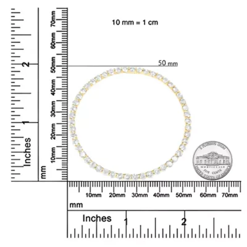 10K Yellow Gold Plated Silver 4 Cttw Diamond Circle Hoop 18" Pendant Necklace