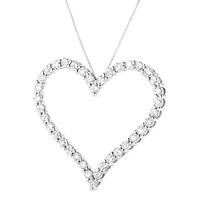 .925 Sterling Silver 3.0 cttw Round-Cut Diamond Open Heart Pendant Necklace - 18"