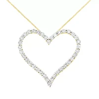10k Yellow Gold Plated Silver 3.0 cttw Diamond Open Heart Pendant Necklace - 18"