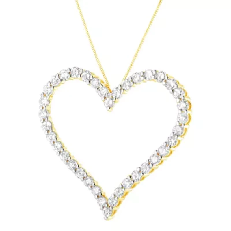 10k Yellow Gold Plated Silver 3.0 cttw Diamond Open Heart Pendant Necklace - 18"