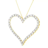 10k Yellow Gold Plated Silver 3.0 cttw Diamond Open Heart Pendant Necklace - 18"