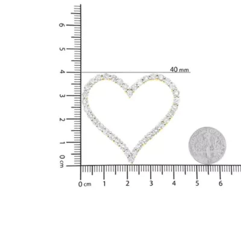 10k Yellow Gold Plated Silver 3.0 cttw Diamond Open Heart Pendant Necklace - 18"