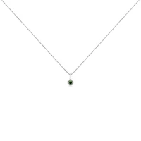 Silver 1/ Cttw Treated Green Diamond Solitaire 18" Milgrain Pendant Necklace