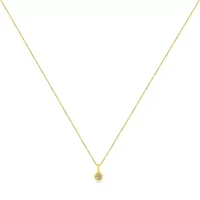 14K Yellow Gold Plated Silver 1/2 Cttw Diamond Solitaire Milgrain Pendant Necklace
