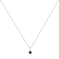 Silver 3/4 Cttw Treated Blue Diamond Solitaire 18" Milgrain Pendant Necklace
