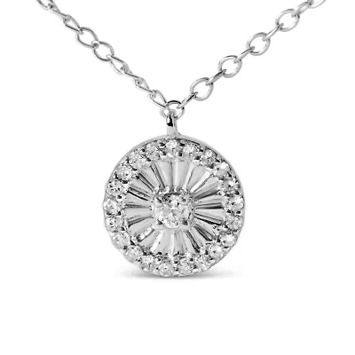 .925 Sterling Silver 1/6 Cttw Diamond Wheel and Spoke Pendant Necklace - 18"