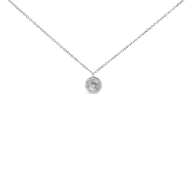 .925 Sterling Silver 1/6 Cttw Diamond Wheel and Spoke Pendant Necklace - 18"