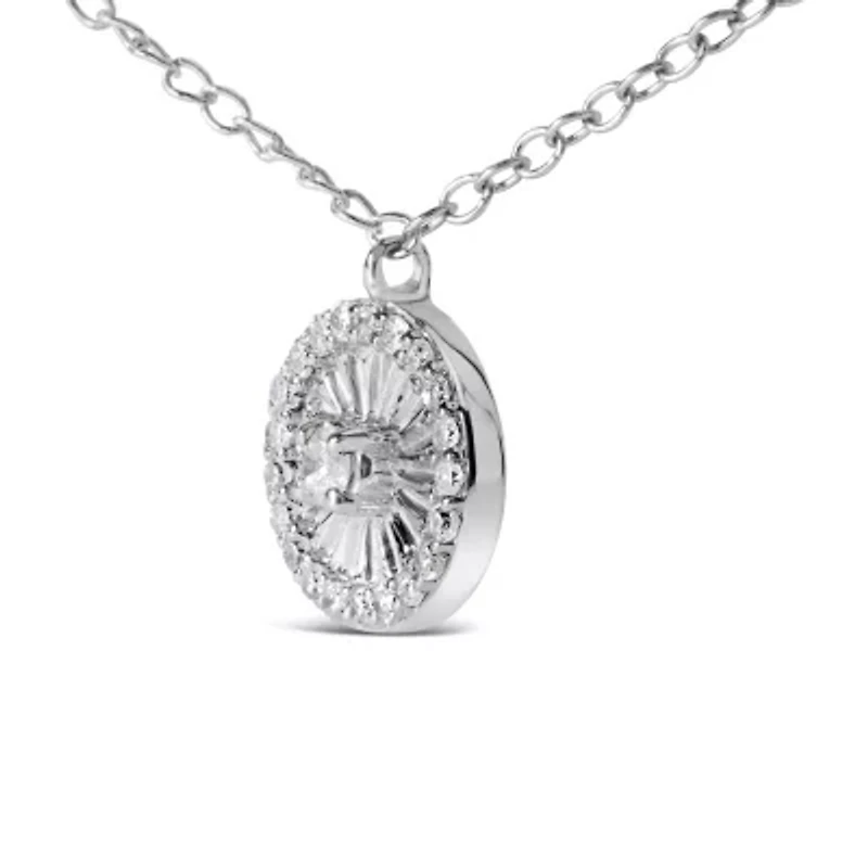 .925 Sterling Silver 1/6 Cttw Diamond Wheel and Spoke Pendant Necklace - 18"