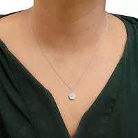 .925 Sterling Silver 1/6 Cttw Diamond Wheel and Spoke Pendant Necklace - 18"