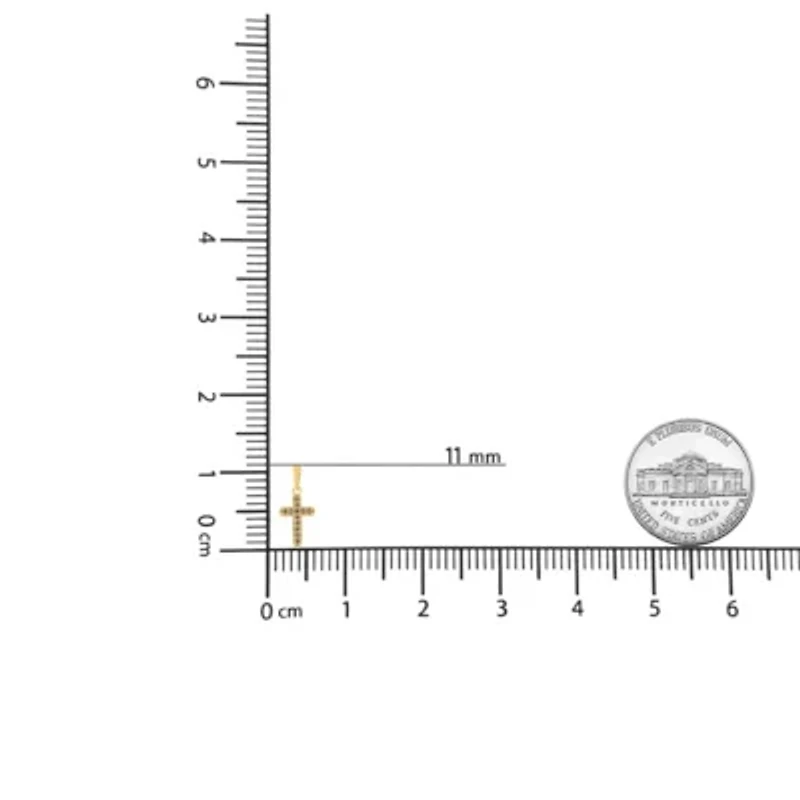 10K Yellow Gold Flashed Silver 1/4 Cttw Champagne Diamond Cross Pendant Necklace -
