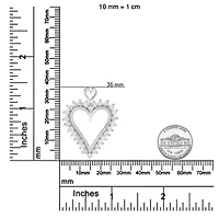 .925 Sterling Silver 1 3/4 Cttw Round Diamond Lined Open Heart Pendant 18" Necklace
