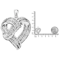 Silver 1 1/4 Cttw Round Diamond Openwork Ribbon Weave Heart Pendant 18" Necklace