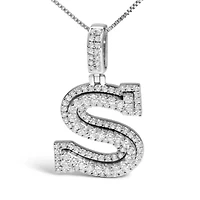 Lab Created .925 Sterling Silver 1 1/10 Cttw Round Lab-Grown Diamond "S" Pendant Necklace - 18"