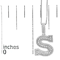 Lab Created .925 Sterling Silver 1 1/10 Cttw Round Lab-Grown Diamond "S" Pendant Necklace - 18"