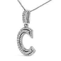 Lab Created .925 Sterling Silver 4/5 Cttw Round Lab-Grown Diamond "C" Pendant Necklace - 18"