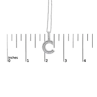 Lab Created .925 Sterling Silver 4/5 Cttw Round Lab-Grown Diamond "C" Pendant Necklace - 18"