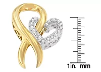 10K Yellow Gold and .925 Sterling Silver 1/10 cttw Diamond Heart Pendant Necklace