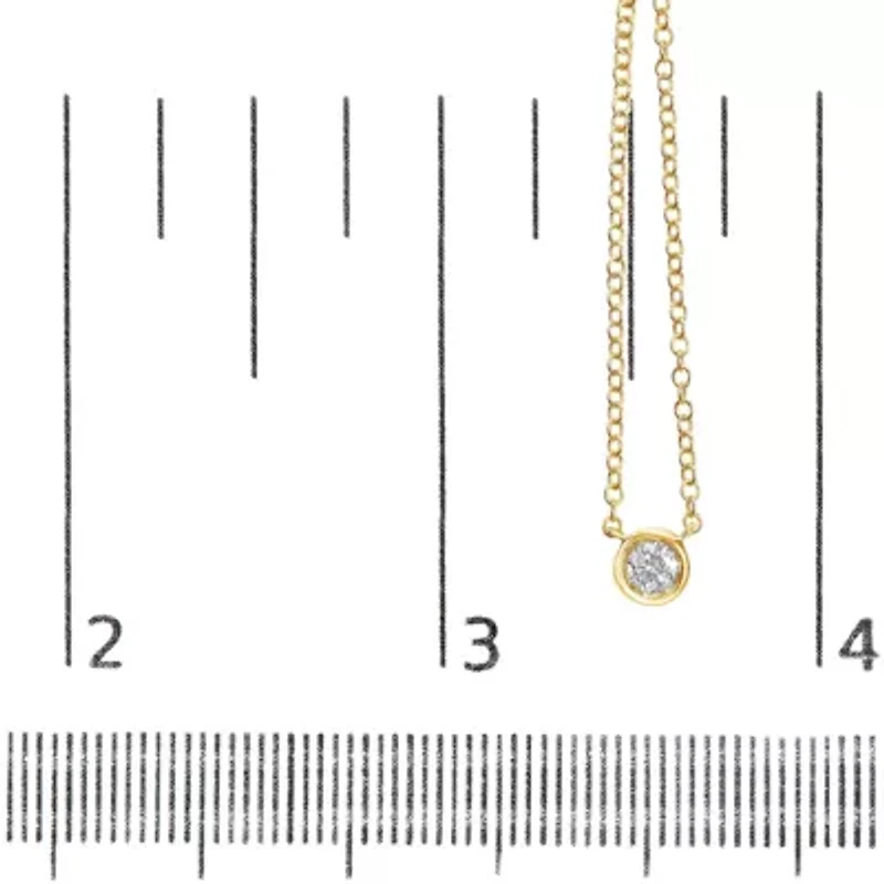 10K Yellow Gold 1/5 Carat Diamond Modern Bezel-Set Solitaire Pendant Necklace