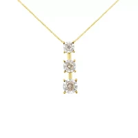 10K Yellow Gold 1/4 cttw Diamond Graduating 3 Stone Drop 18" Pendant Necklace